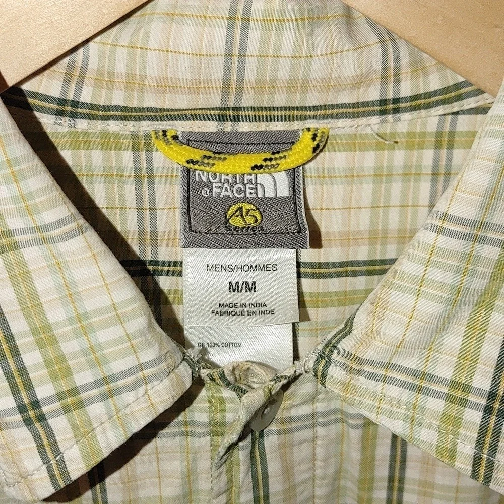 The North Face A5 Series Button Front Short Sleeve Plaid Yellow Green Off‎ White